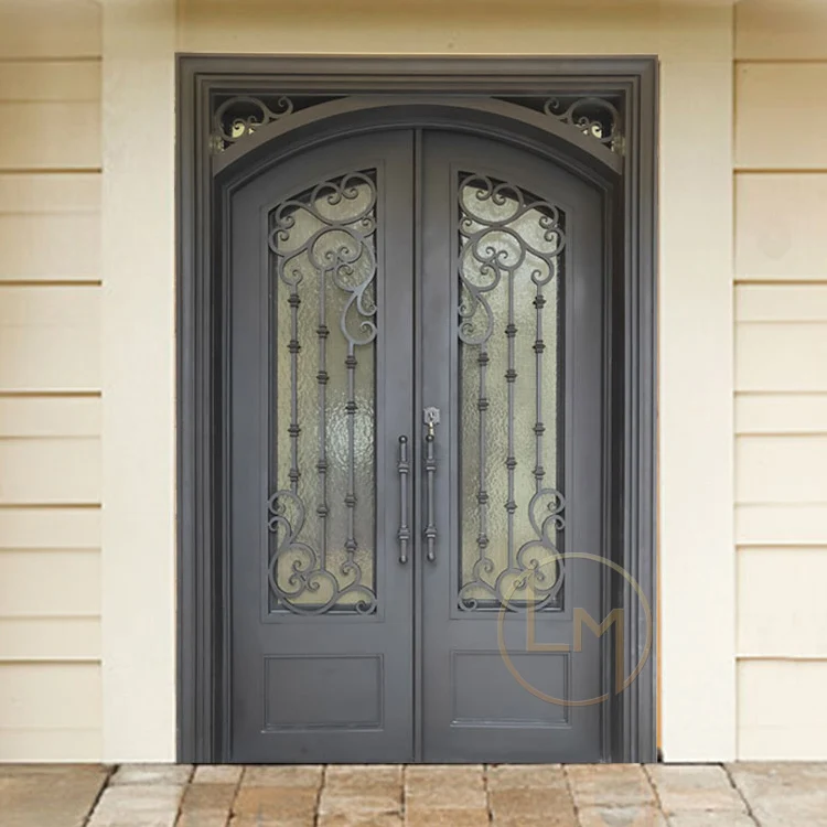 Victorian Style Classical Wrought Iron Partition Lattice Front Door Steel Villa Application