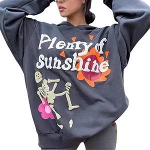 Women's Cotton French Terry Oversized Hooded Pullover Custom Logo 3D Puff Printed Tapestry Embroidered Seasonal Autumn Design