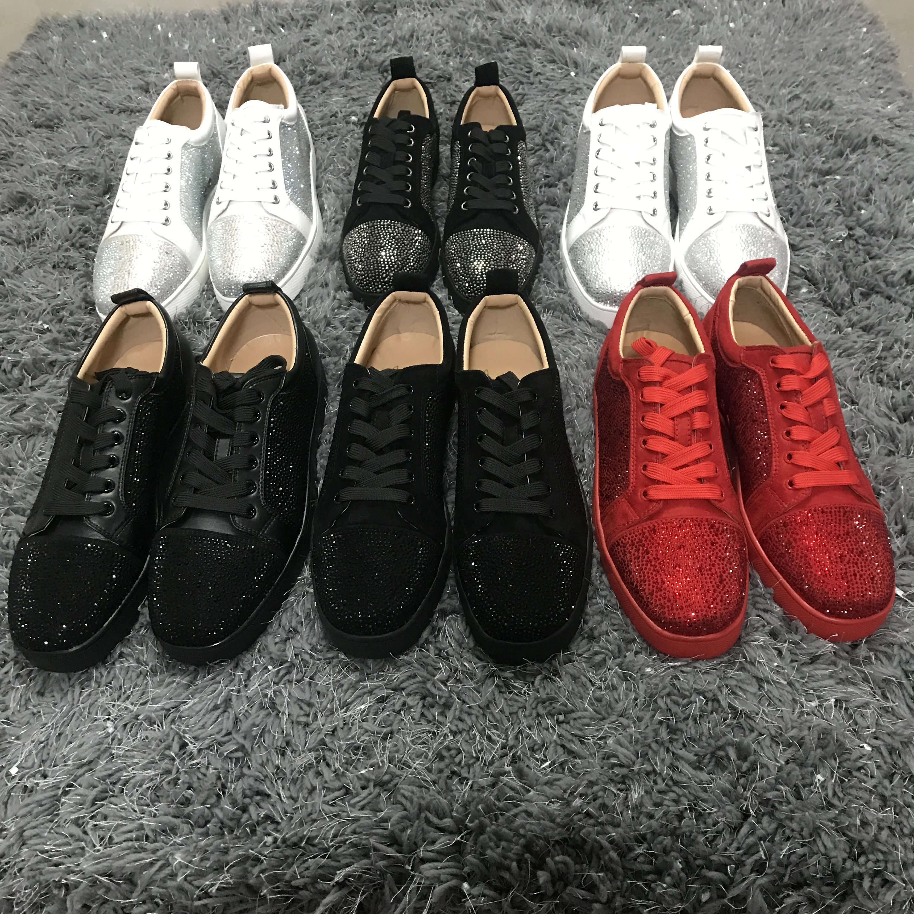 Wholesale Wholesale Genuine Leather Rhinestones Brand Red Bottom Men Shoes  Famous Brands for Women Luxury Designer Sneakers From m.