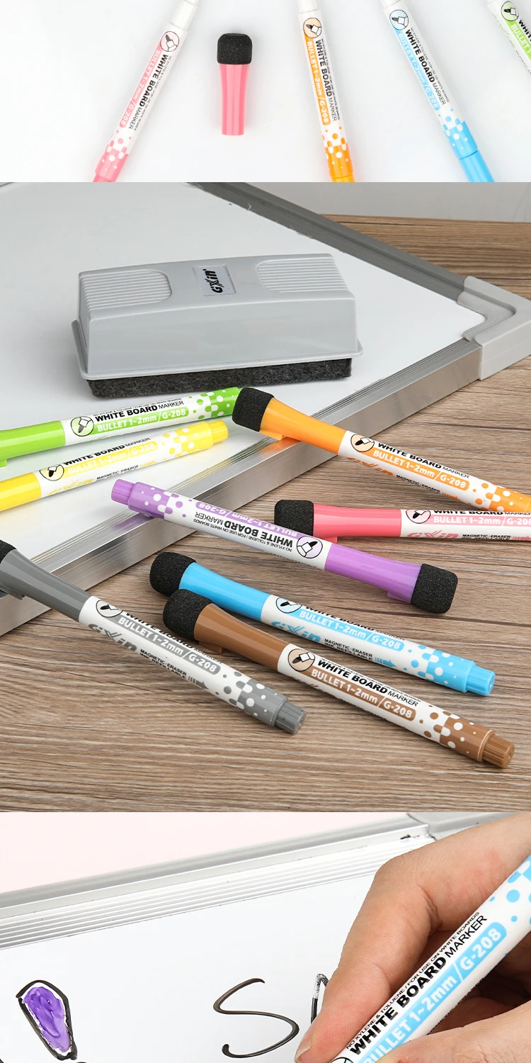 Gxin G208cl 12colors White Board Pen Marker With Eraser