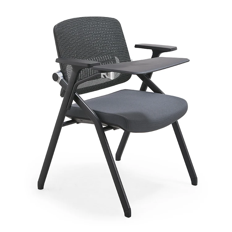 New Style Ergonomic Classroom Chair with Writing Pad Foldable Multipurpose Mesh Education Chair for Training Conference Room
