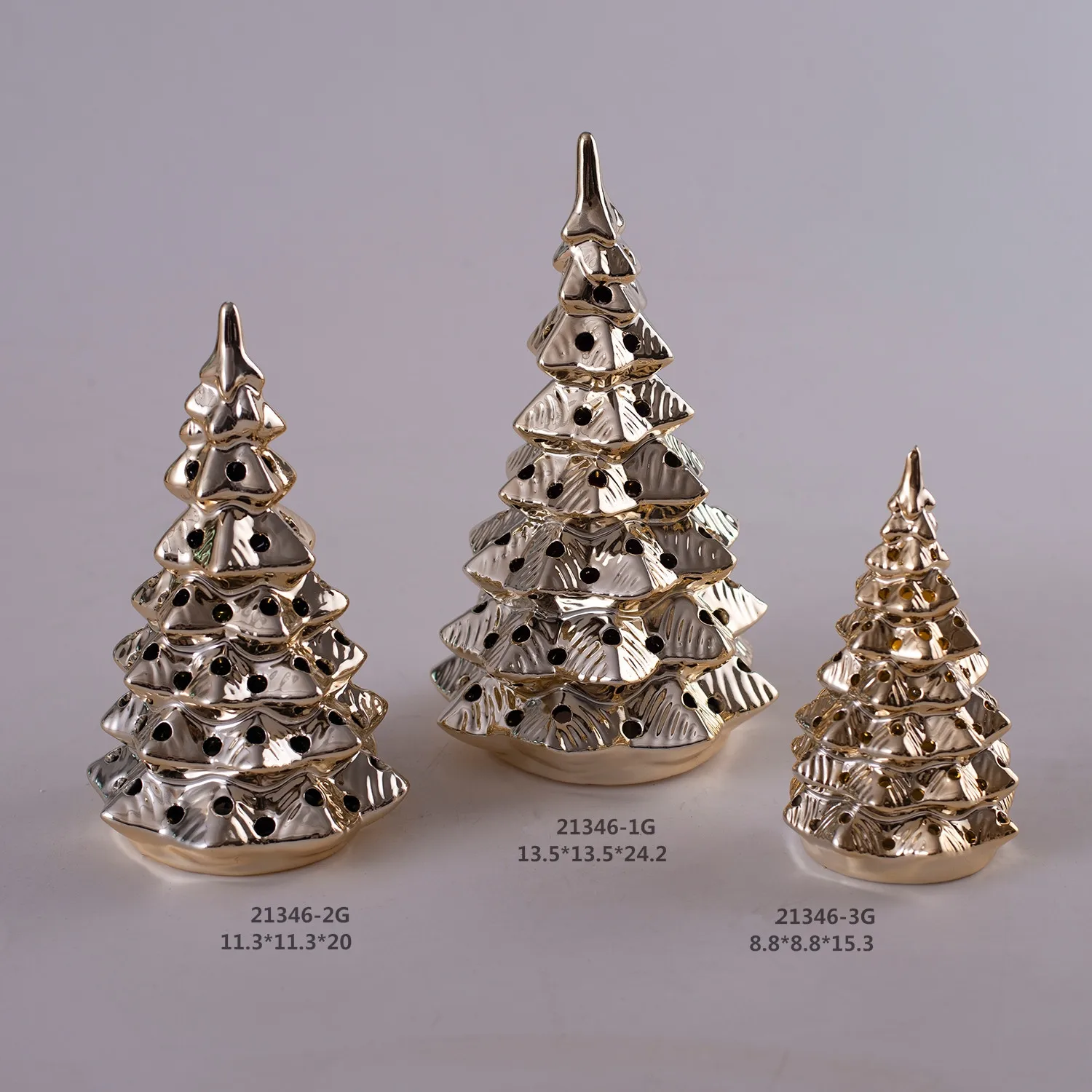 Ceramic Christmas Tabletop Ornament Tree Design with LED Light