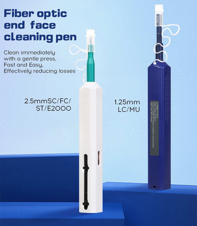 Factory LC/SC/FC/ST One-Click Cleaner Tool 1.25mm and 2.5mm Fiber Optic Cleaning Pen 800+ Cleans Fiber Optic Cleaner supplier