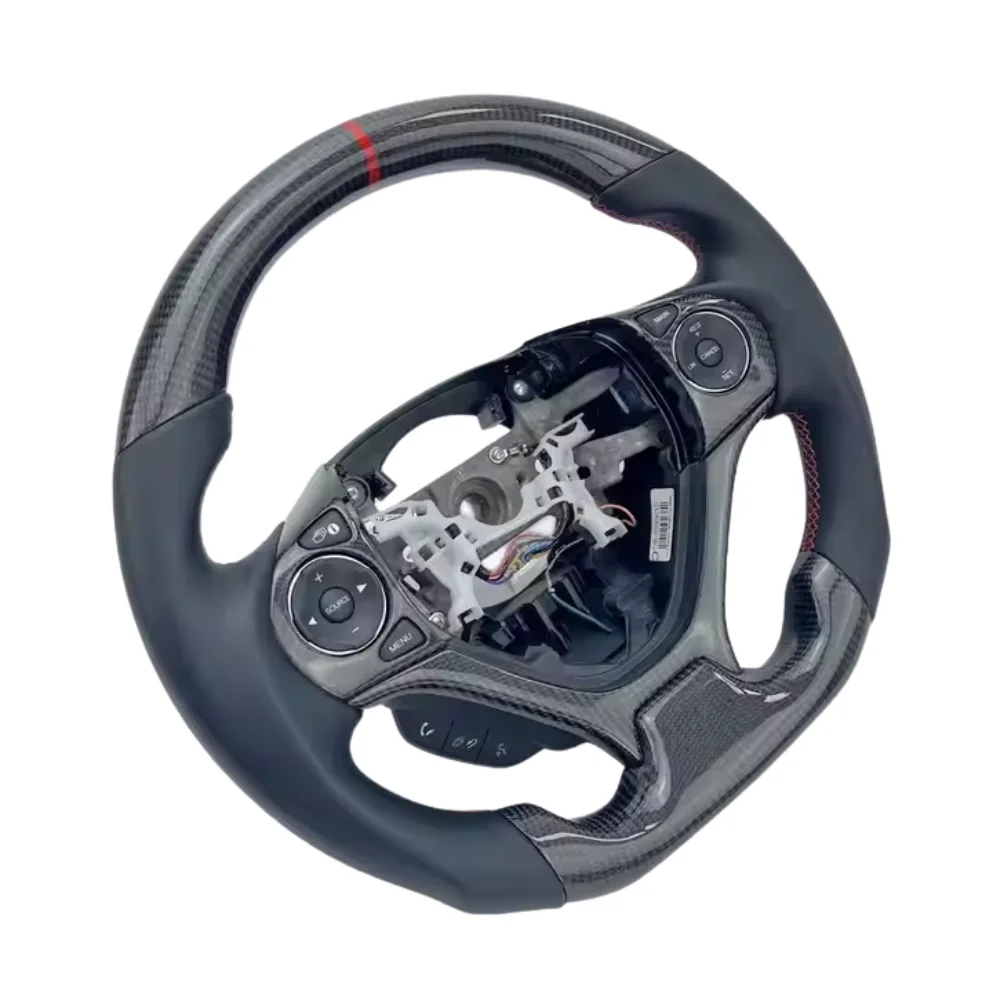 ZY Premium Custom Smooth Leather & Carbon Fiber Steering Wheel Compatible with Hon-da Civic Sedan Hatchback