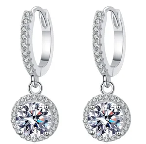 Luxurious Custom 925 Sterling Silver Fine Jewelry Moissanite Earrings for Women
