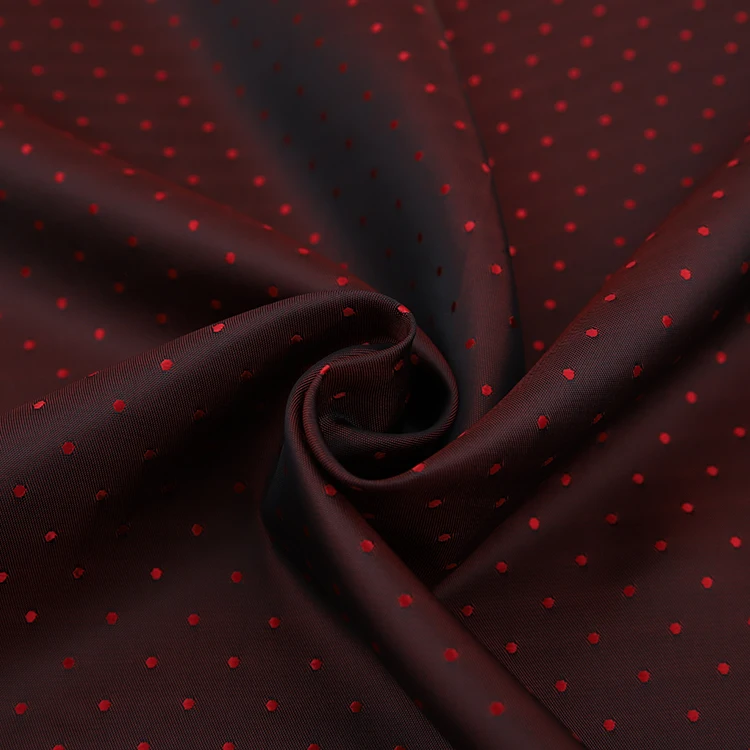 Factory Design  Polka Dot Polyester Viscose Dobby Lining Fabric for Jacket Suit Dress