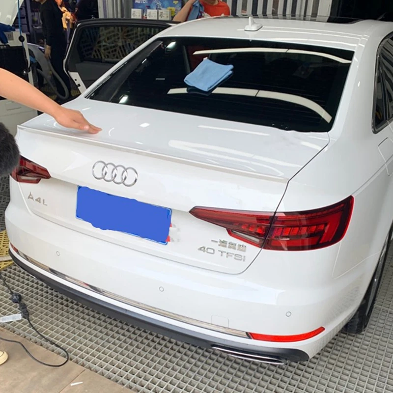 For Audi A4 B8 B8.5 4 Door Sedan 2009-2016  S4 Style ABS Rear Wing Roof Rear Box Decorated Spoiler Gloss Black carbon fiber look