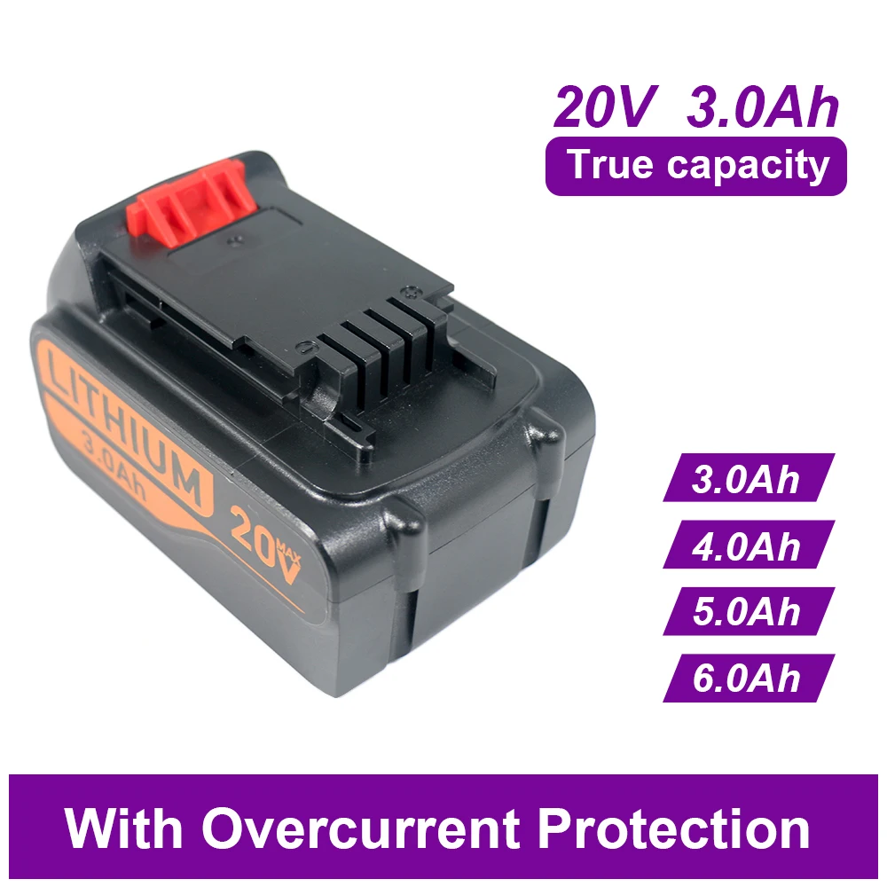 Universal 20V 3Ah True-Capacity Rechargeable Battery for RYOBI Electric Drill Replacement Lithium Battery 4Ah 5Ah 6Ah Battery