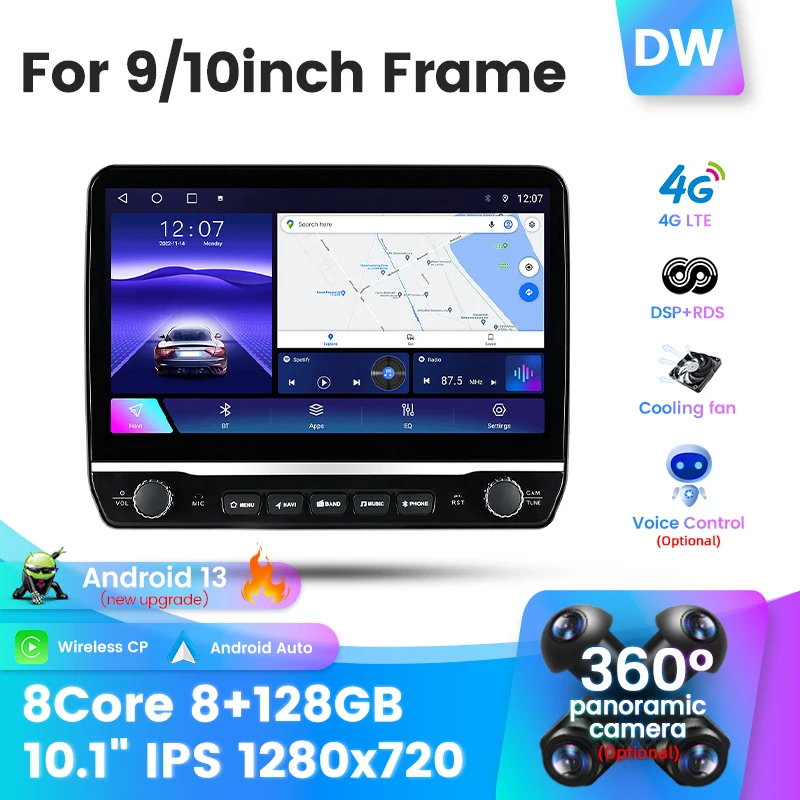 MEKEDE DW Android 13 8+128G Car Radio Gps for Head Unit 9/10inch Universal Car Screen Audio 360 Camera Voice Control
