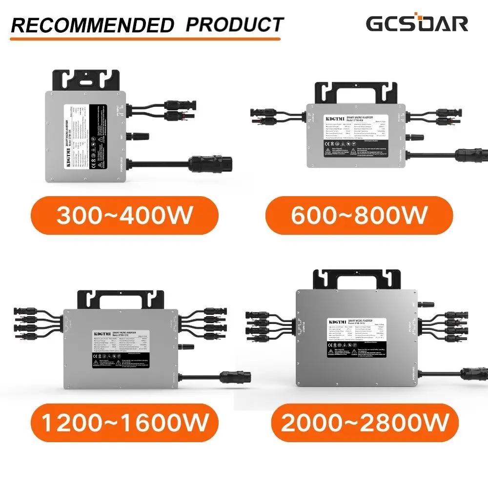 GCSOAR Automatic Sunlight Sensing Function 2400W Micro Inverter WIFI Pure Sine Wave Voltage Input 22-60VDC IP67 Micro Inverter