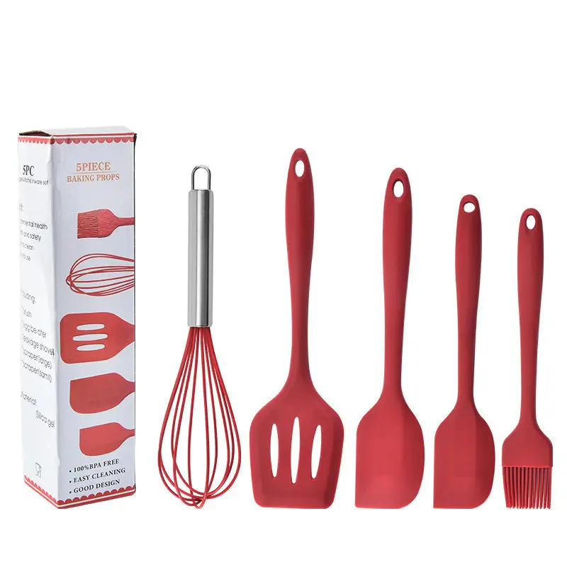 Silicone Kitchen Utensils 19 Pieces Set Knife Combination Wooden Handle