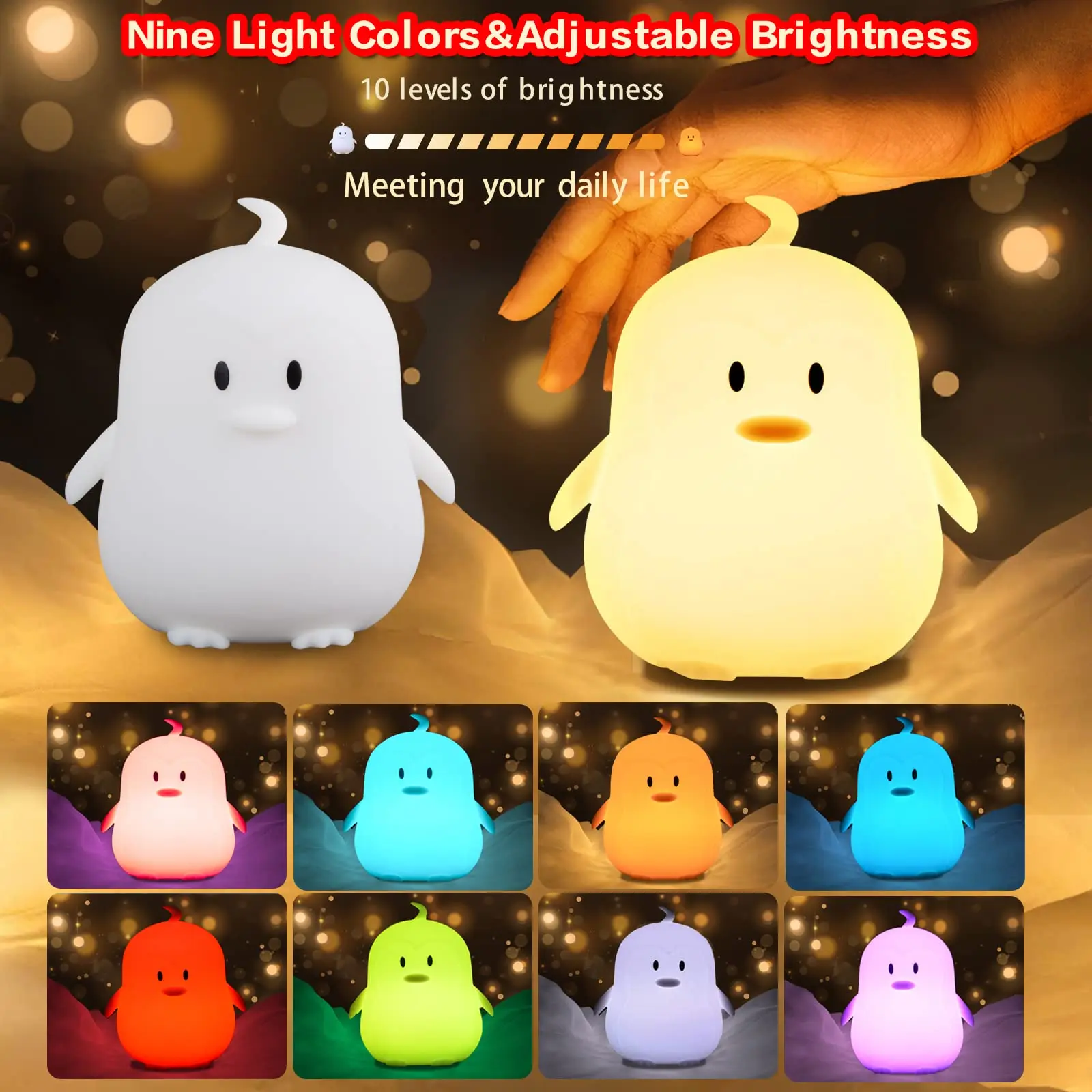 Touch RGB Led USB Rechargeable Light up Toys Small Led Night Light Silicone Soft 3D Animal New Modern Led Table Lamp for Gifts