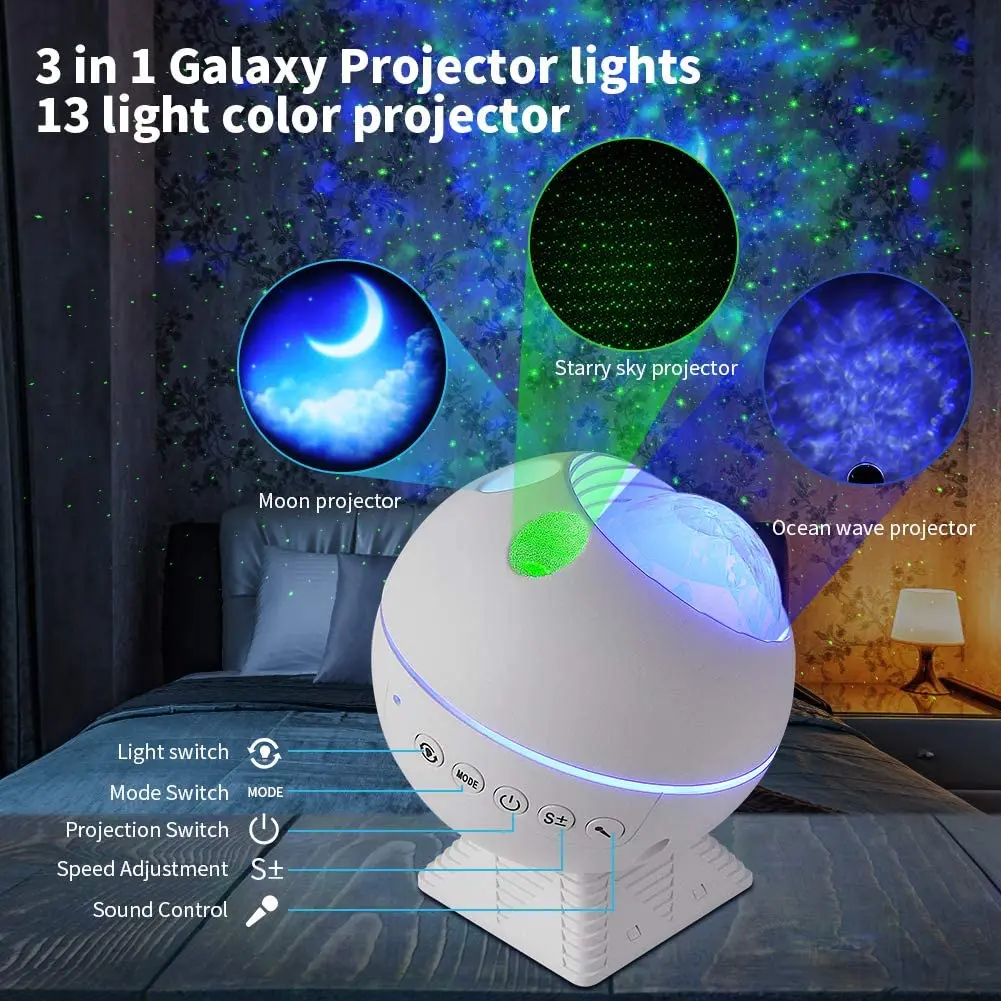 LBell LED Night Light Projector 3 in 1 Galaxy Projector Starry