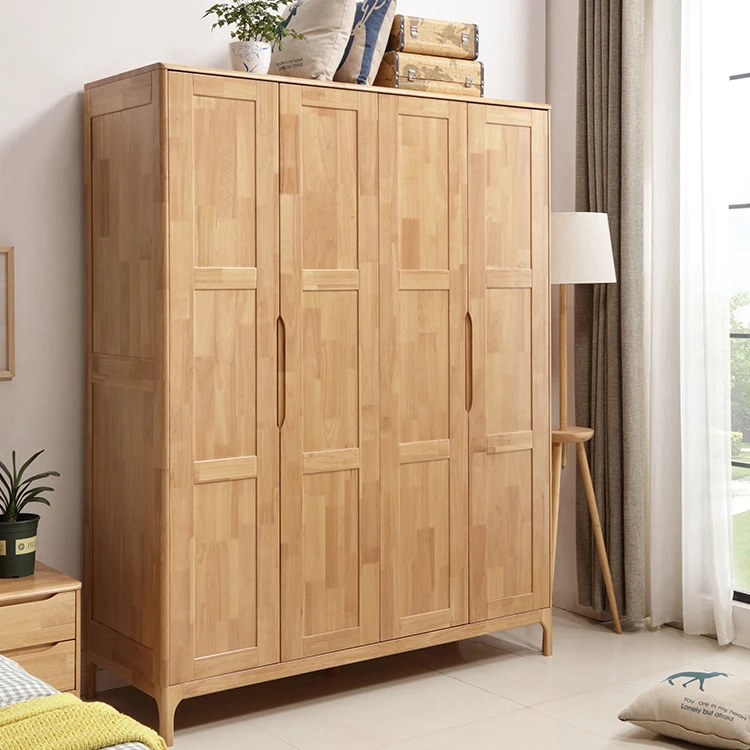 In stock 1.8m oak wood color beds wardrobe bedroom furniture for villa luxury bedroom