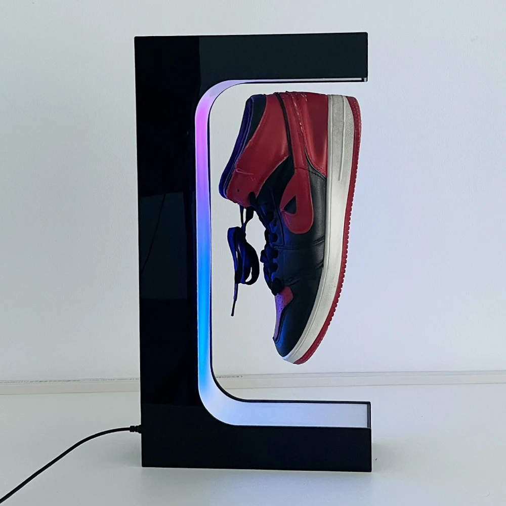 Magnetic Levitating Floating Shoe Display with RGB Lighting and Remote Control