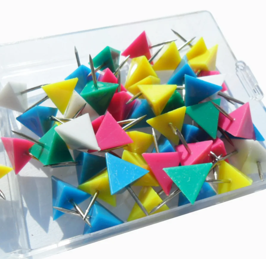 Assorted Color Plastic Triangle Head Map Push Pins 30pcs  with High Quality