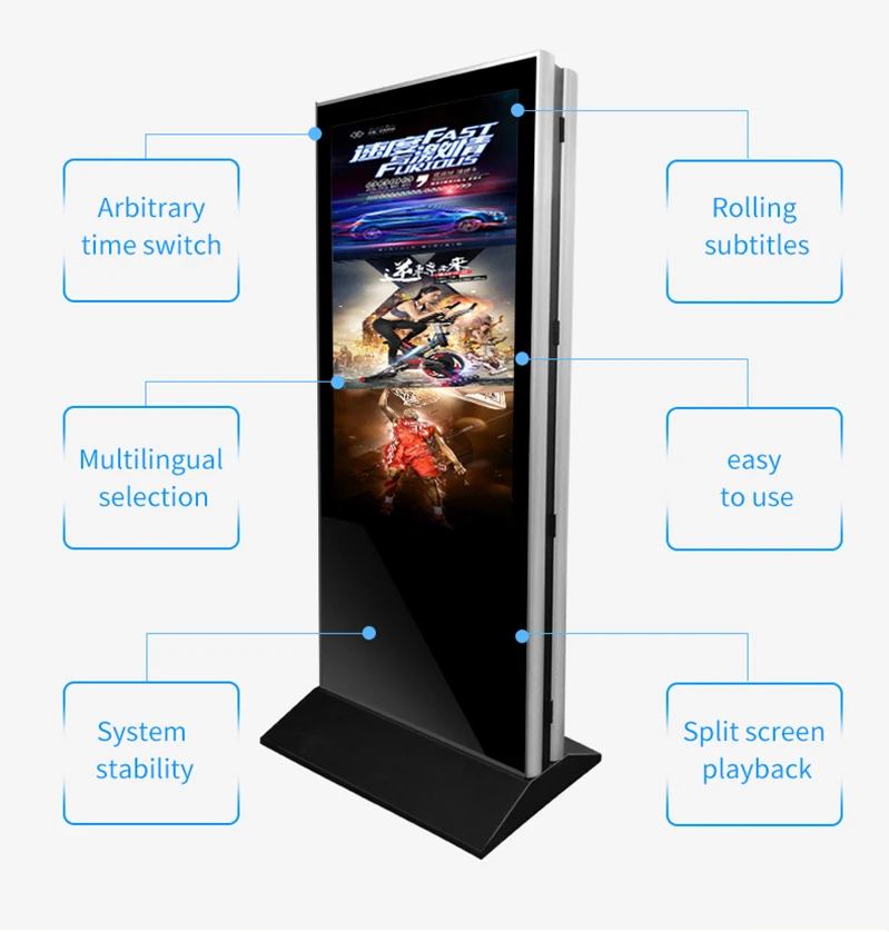 Up to date 55 Inch Indoor Double Side Touch Screen Monitor Led Display Pos System Advertising Kiosk