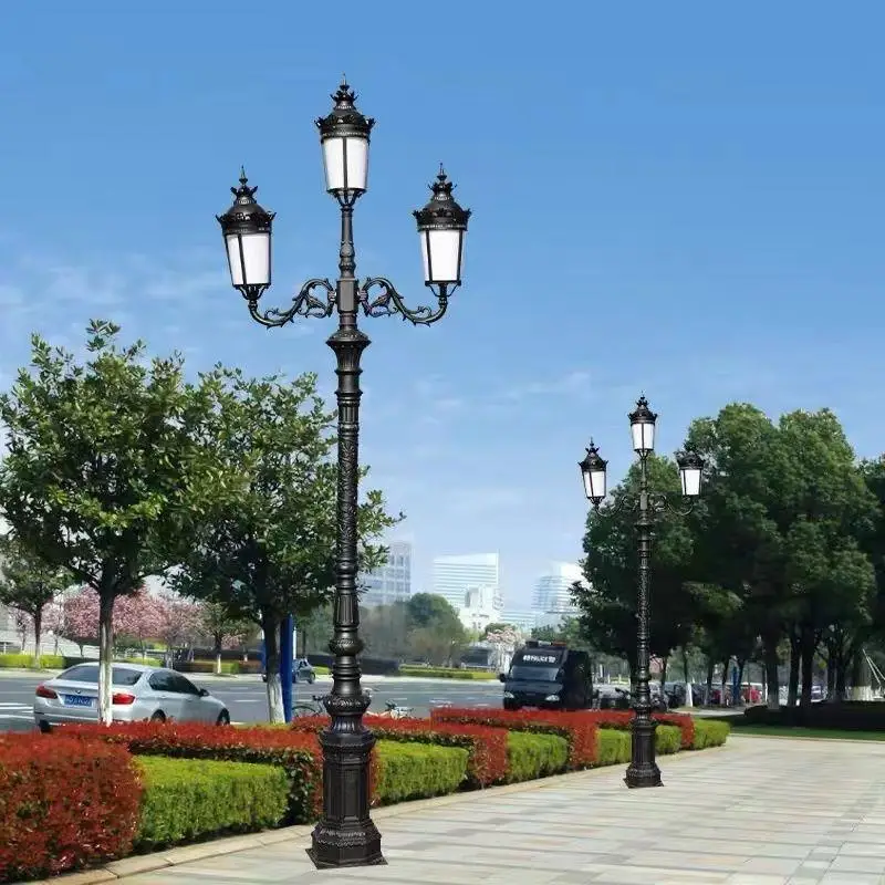 Профессиональное производство на открытом воздухе антикварный чугунный уличный столб светодиодный садовый фонарь