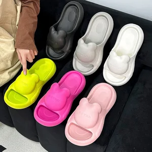 Women's Trendy Open-Toe Indoor Summer for Slippers Soft EVA Anti-Slip Waterproof in Candy Colors for Couples