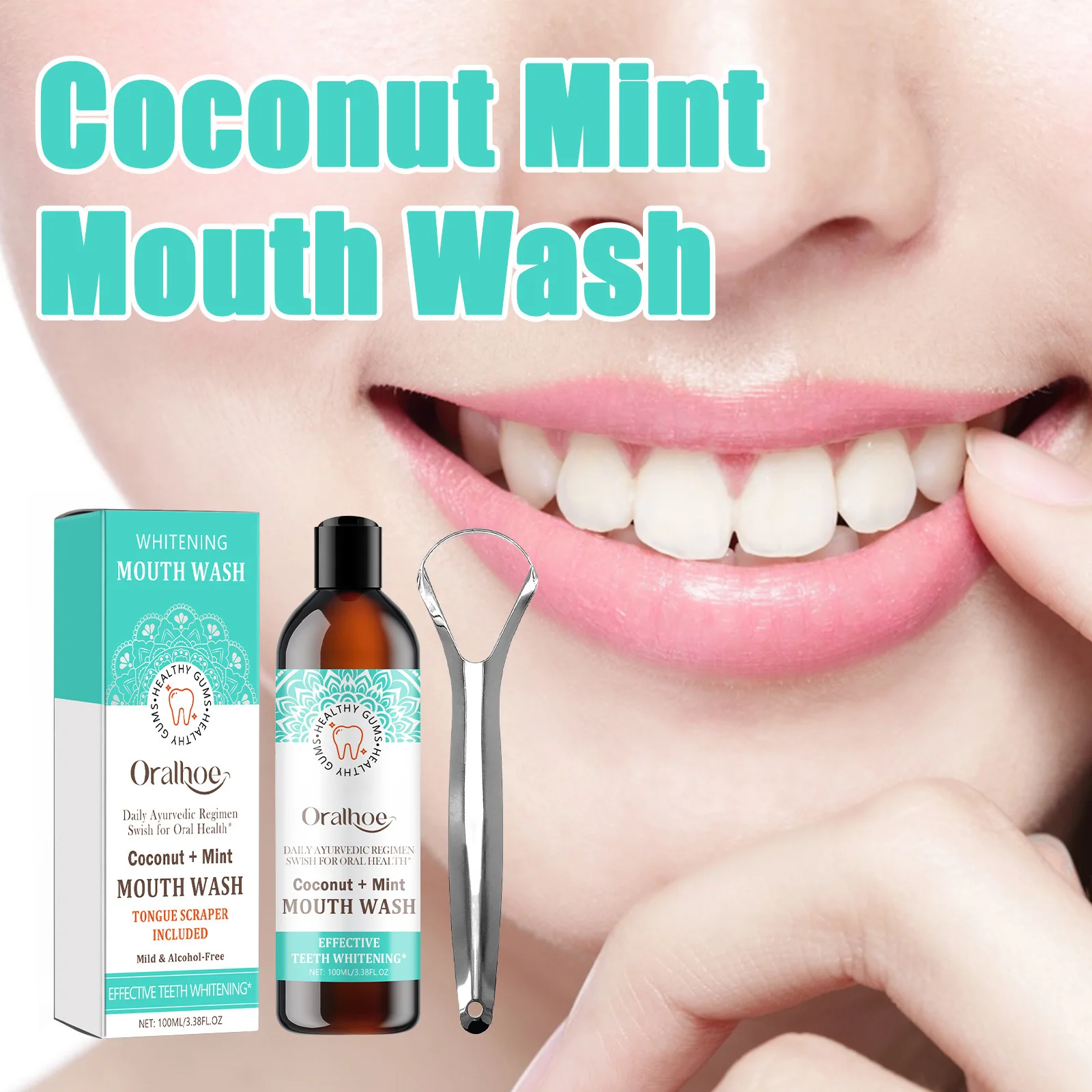 Whitening Coconut Peppermint Pulling Oil Mouthwash Whitening Teeth ...