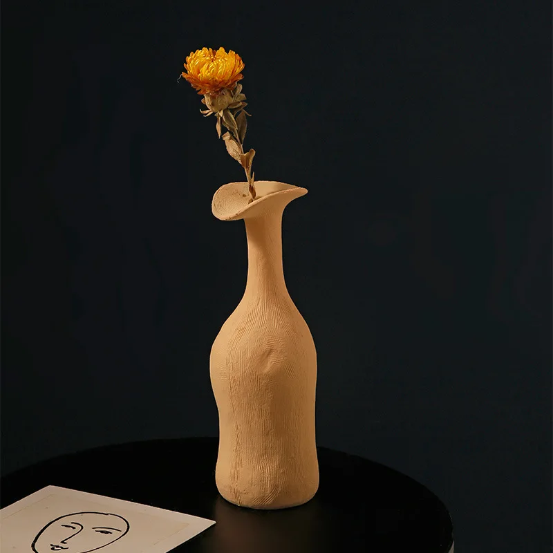 INS Wholesale Modern Irregular Nordic Home Decor Custom Shaped Modern Geometric Morandi Color Flower Arrangement Ceramic Vase