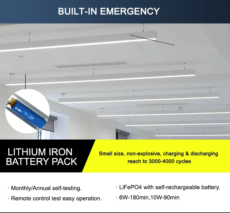 Modern Office LED Linear Lighting 0-10V Dimmable AC100-277V Aluminum ...