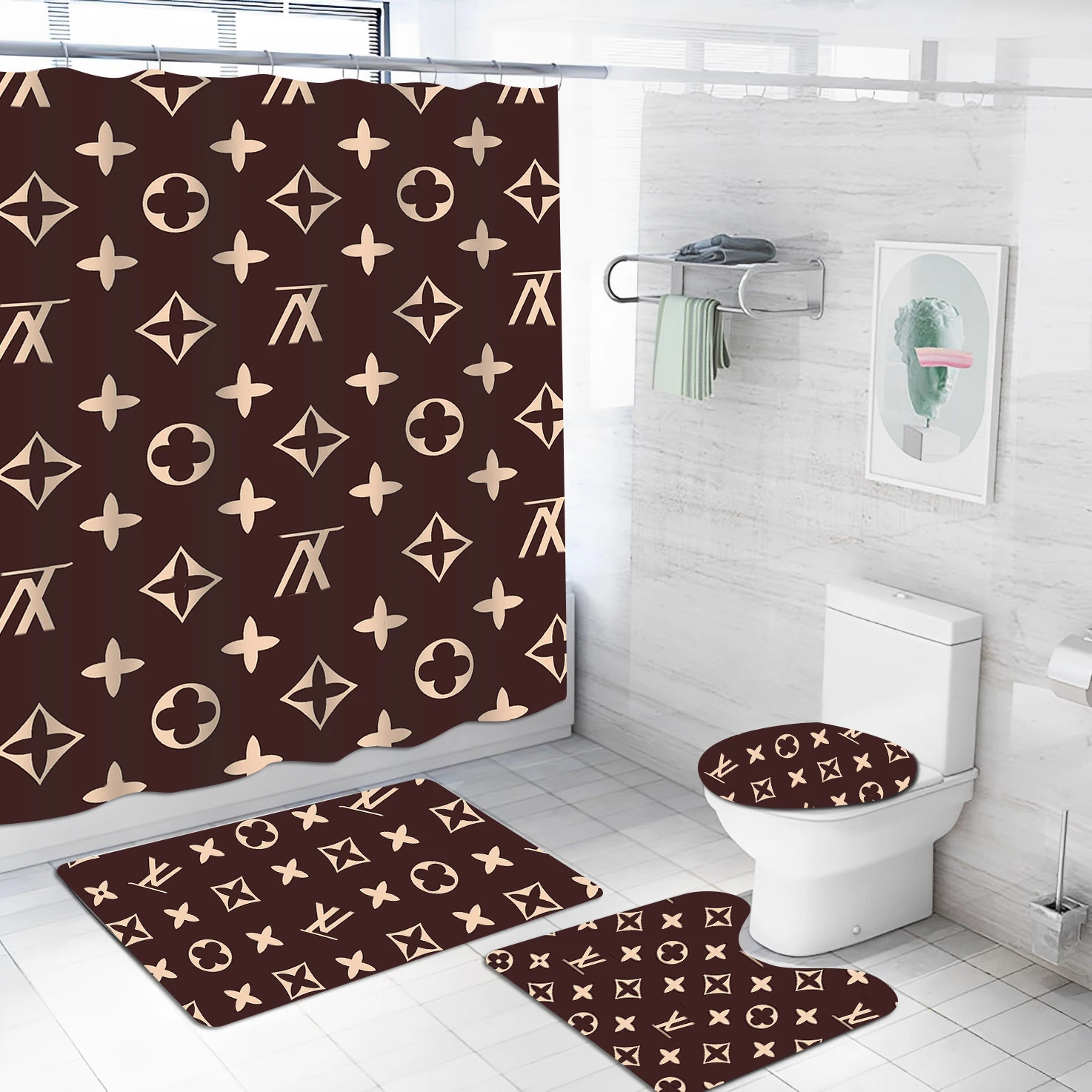Luxury Lv Bathroom Sets Custom 3d Shower Curtain Customize Home ...