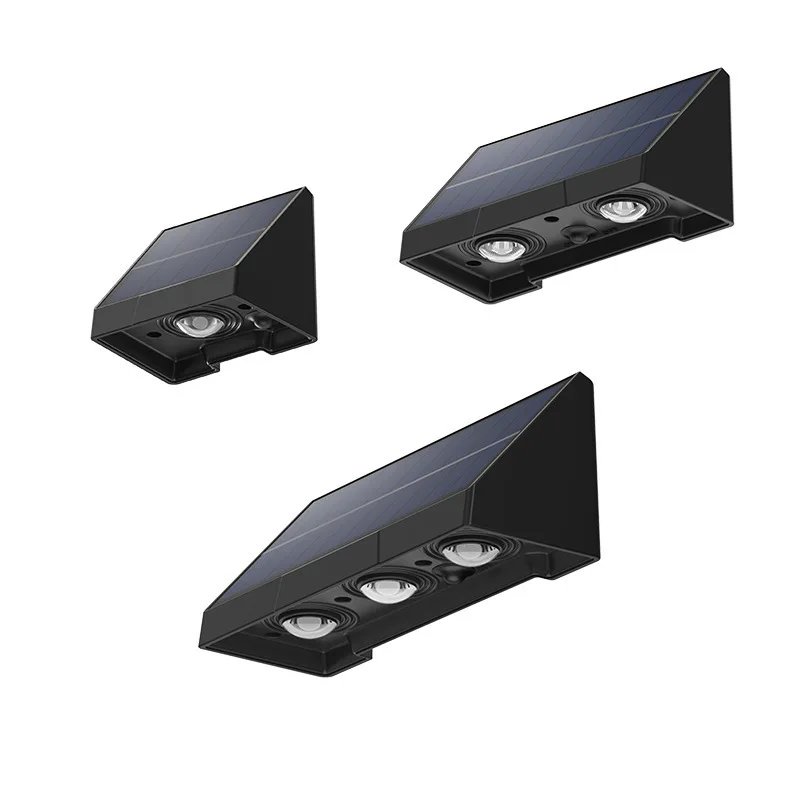 Lux hortensis parietalis moderna, energia solari mota, IP65 impermeabilis, ex ABS facta, RGB LED, lucerna parietalis solis pro exteriores