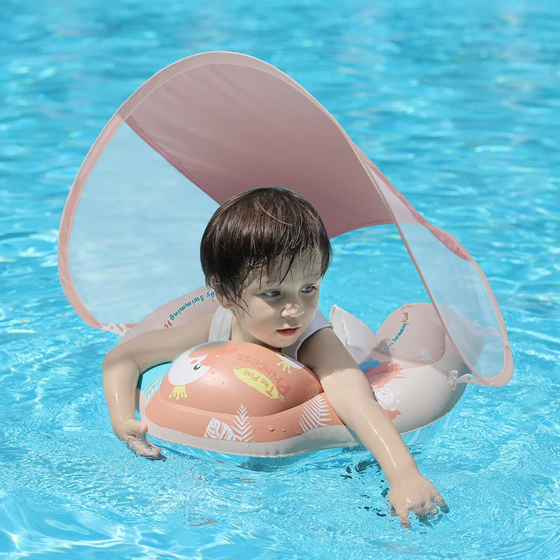 Bebé Niños Pool Float Anillo Inflable Nadar nadar con dosel flotadores para 0-6Yrs 