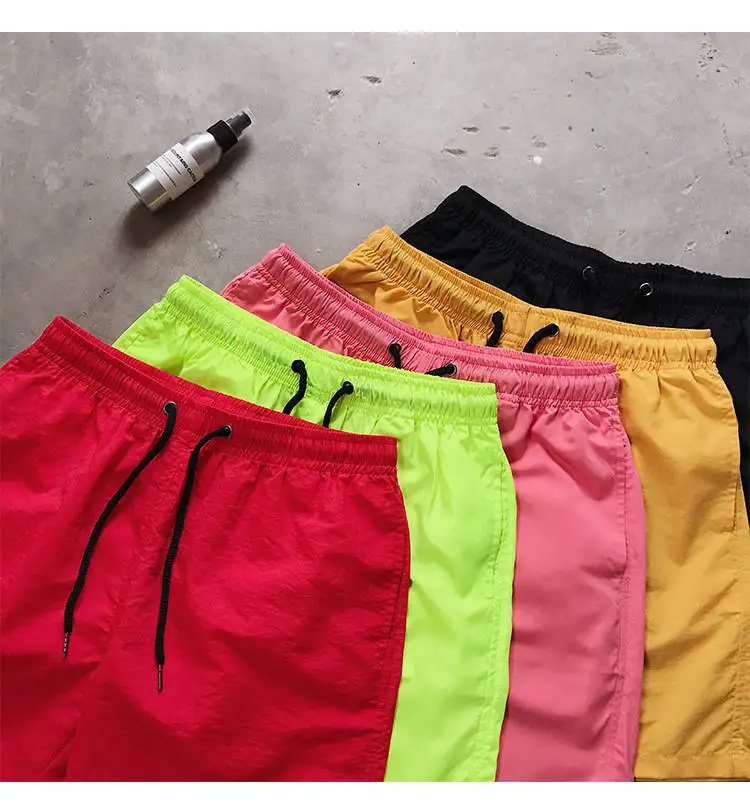 3D custom men printed pants summer pure color beach wear wholesale loose men's swimming shorts with pocket45_voghion.com