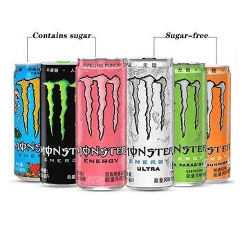 Wholesale Monster 330ml Soft Drink Chinese Version Same Flavor Carbonated Fruity Soda Peach Vitamin Sugar Free Energy Drink