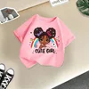 Pink rainbow little girl short sleeves