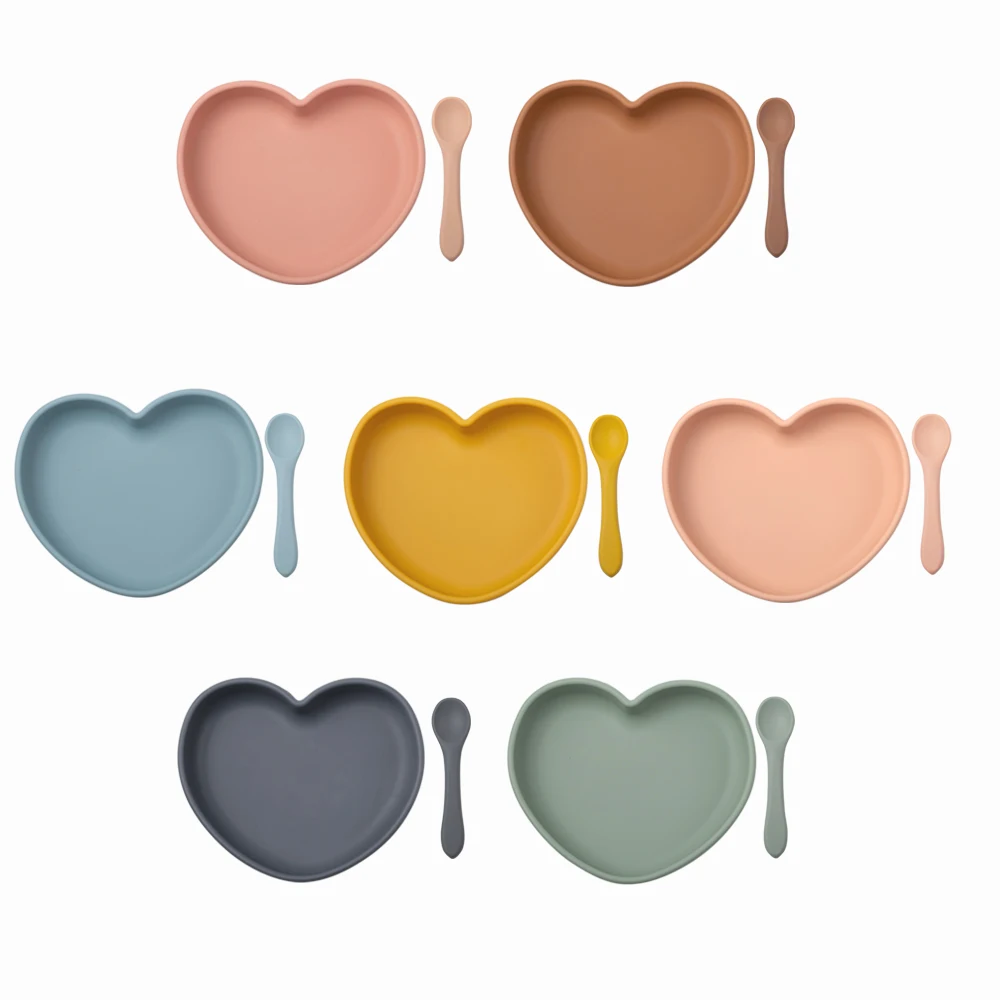 Silicon Baby Cutlery Set Baby Dishes For Feeding Dinner Plates Kids