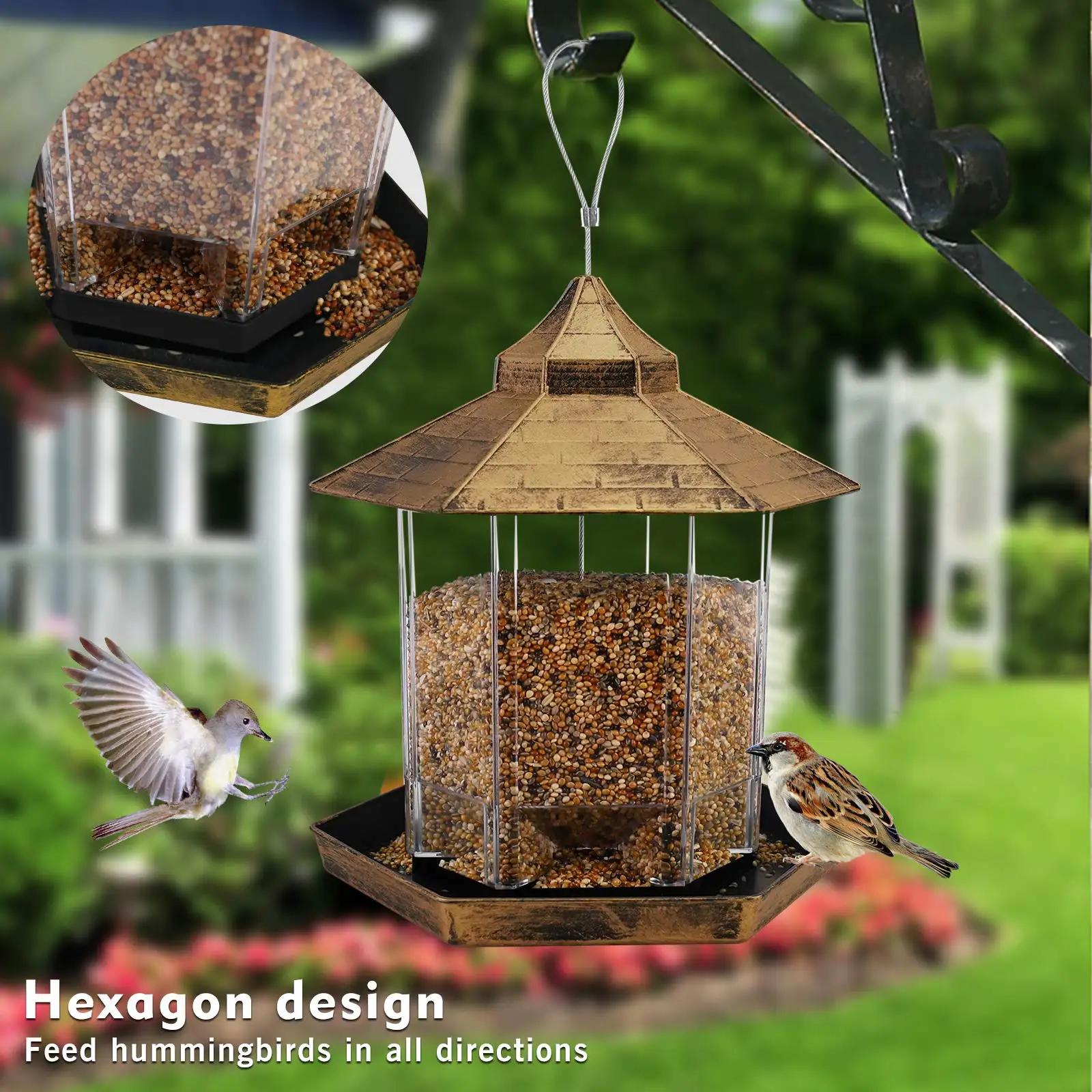 Green Outdoor Hanging Metal Bird Feeder TG-B55H-19 - The Home Depot