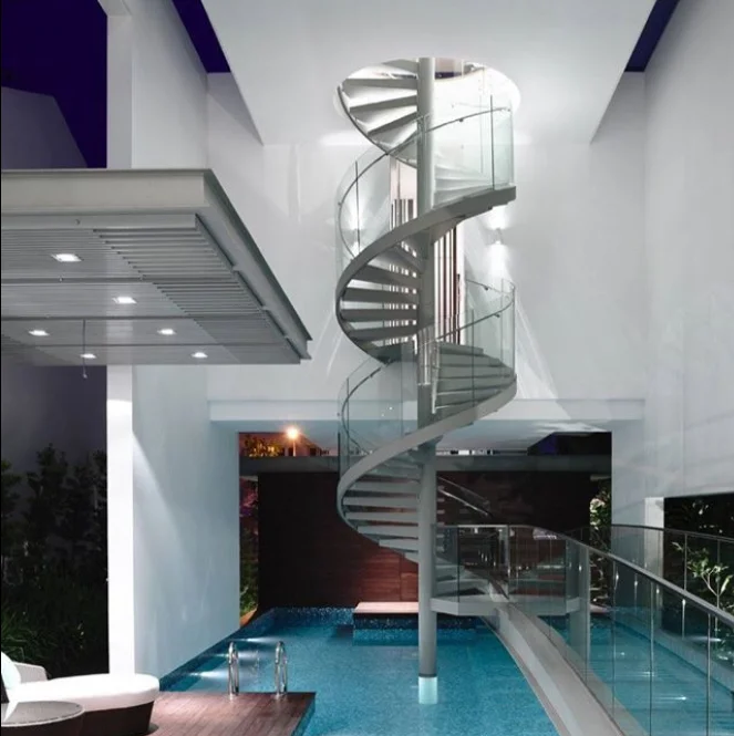 Galvanized Steel Spiral Stairs Metal Staircase Wrought Iron Spiral ...