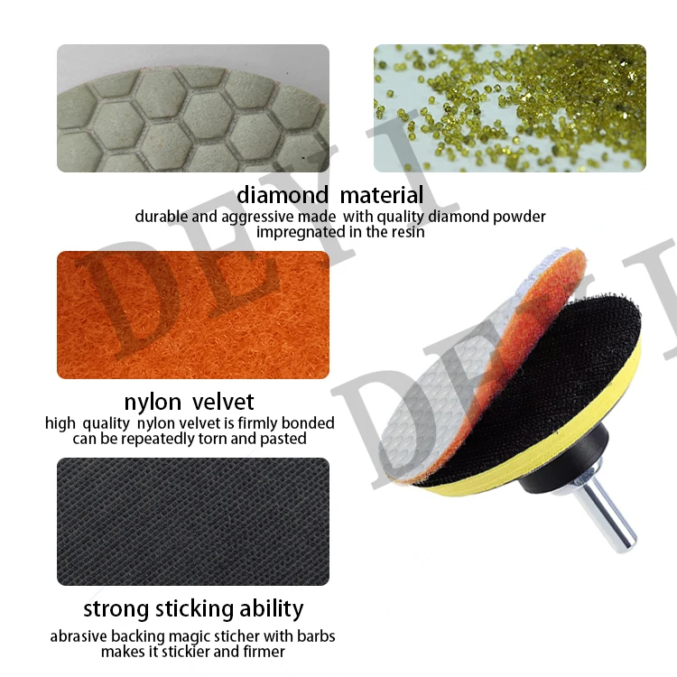 product deyi 3 inch 7steps resin flexible abrasive dry diamond polishing pad  granite marble polier pad-21