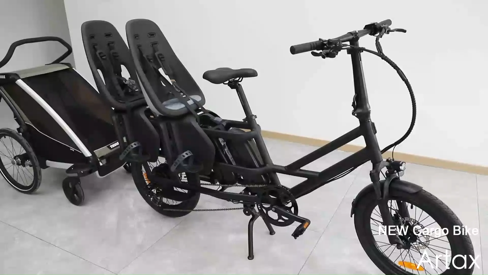 2022 Motorlife Outdoor Family Cargo Ebike With Two Baby Seat Cargo Electric Bicycles Loading
