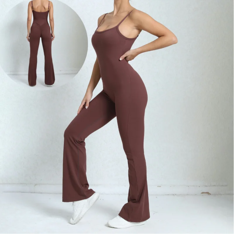 Ladies Breathable Yoga Leggings Bodysuit with Loose Leg One Piece Jumpsuit Sport Workout Jumpsuit yoga sets for Women Activewear