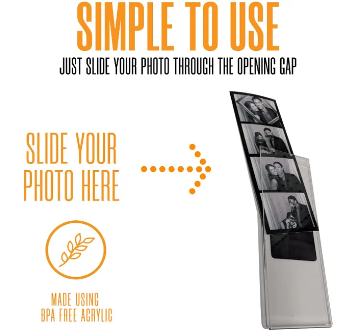 Magnetic Frame with Insert for Photobooth Strips, Refrigerator and Locker Magnet Picture Frame