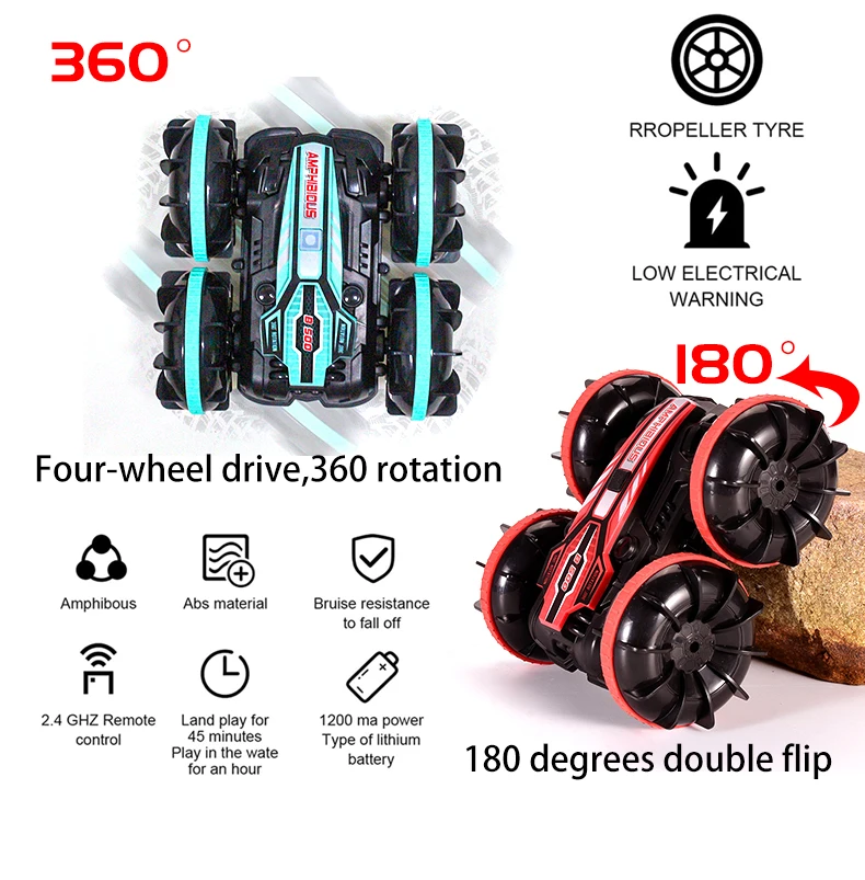 Voiture RC étanche 360 ​​° flips 2.4GHz Télécommande Stunt Car RC Véhicule  pour enfants 