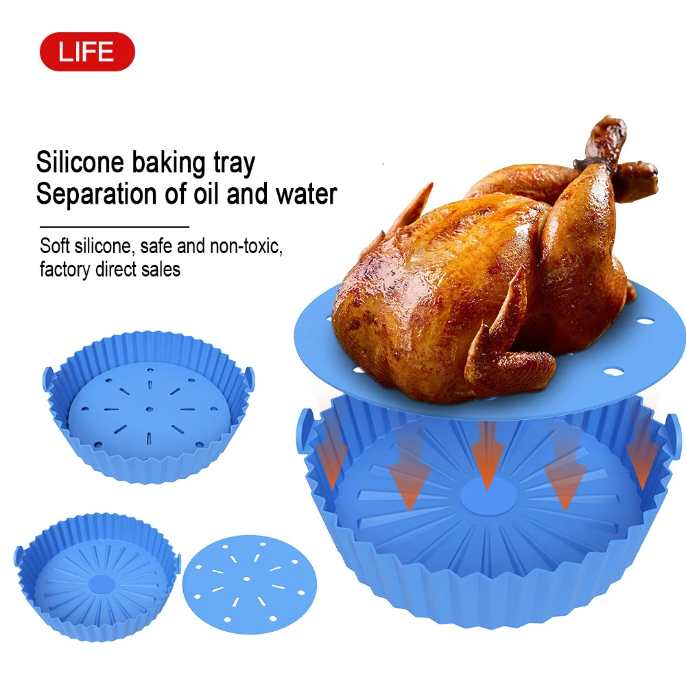 Reusable silicone air fryer liners basket bowl baking mats pad tray air fryer silicone pot for