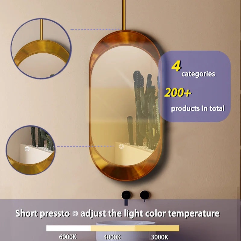 product ceiling vintage espejo stainless steel suspended ceiling waterproof bathroom makeup mounted hanging mirror for hotel-0