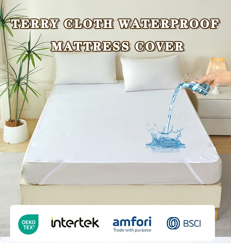 Factory Wholesale Portable 165gsm Waterproof Terry Mattress Protector Cover with Rubber Band manufacture