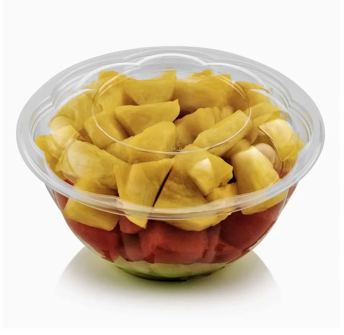 [100 PACK] 48oz Clear Disposable Salad Bowls with Lids - Clear Plastic  Disposable Salad Containers for Lunch To-Go, Salads, Fruits, Airtight, Leak