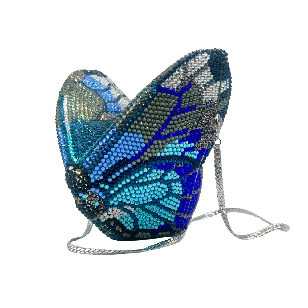 Butterfly Shape Small Rhinestone Clutch Luxurious Jewelry