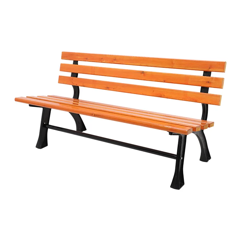 Modern Outdoor Garden Bench Chairs Anti-Corrosive Plastic Wood and Iron Long Patio