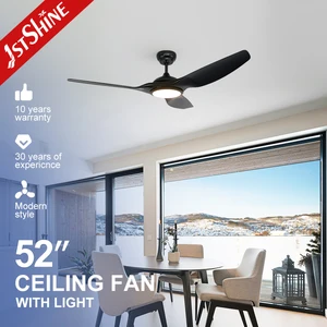 1stshine LED Ceiling Fan Black Color Energy Saving Dc Motor Plastic Blades Ceiling Fan with Led Light