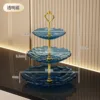 Three-tiered fruit platter - transparent blue