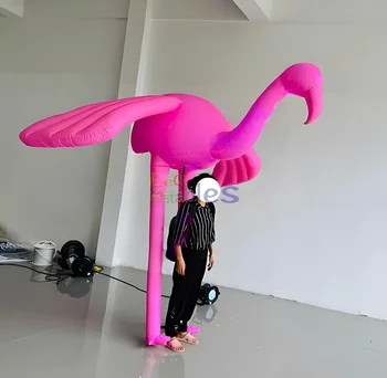 Walking Giant costume inflatable flamingo puppet costume for parade inflatable flamingo bird balloon puppet