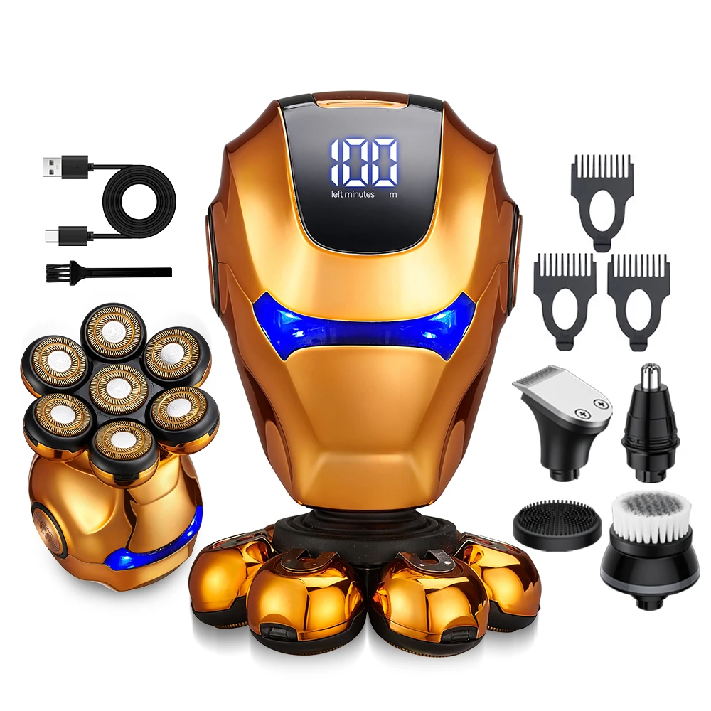 ست تراش برقی هفت تیغه‌ای قابل شارژ، ماشین اصلاح سریس با تیغه برش دقیق و قیچی اصلاح ریش، با برق USB، مناسب استفاده در خانه و وسایل نقلیه تفریحی